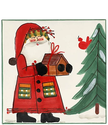 VIETRI Old St. Nick Trivet with Bird House