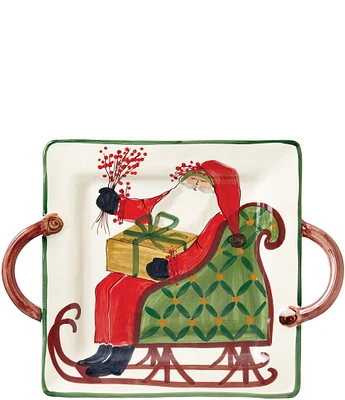 VIETRI Old St. Nick Square Handled Platter