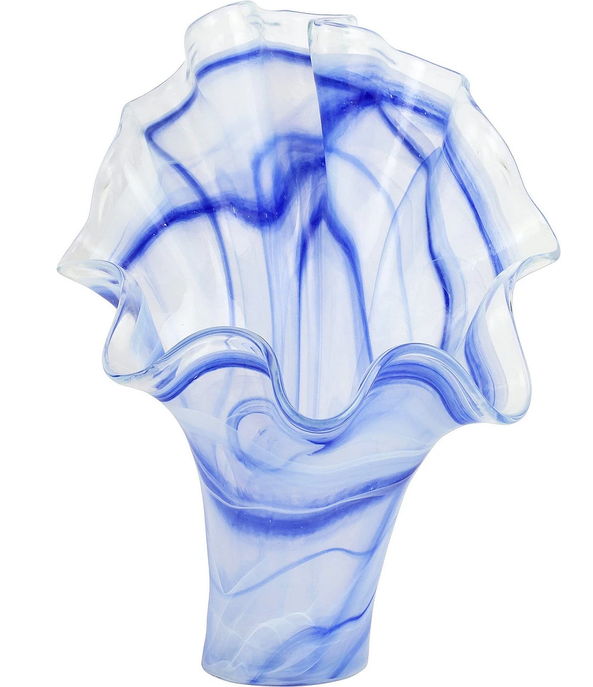 VIETRI Onda Glass Cobalt Fanned Vase