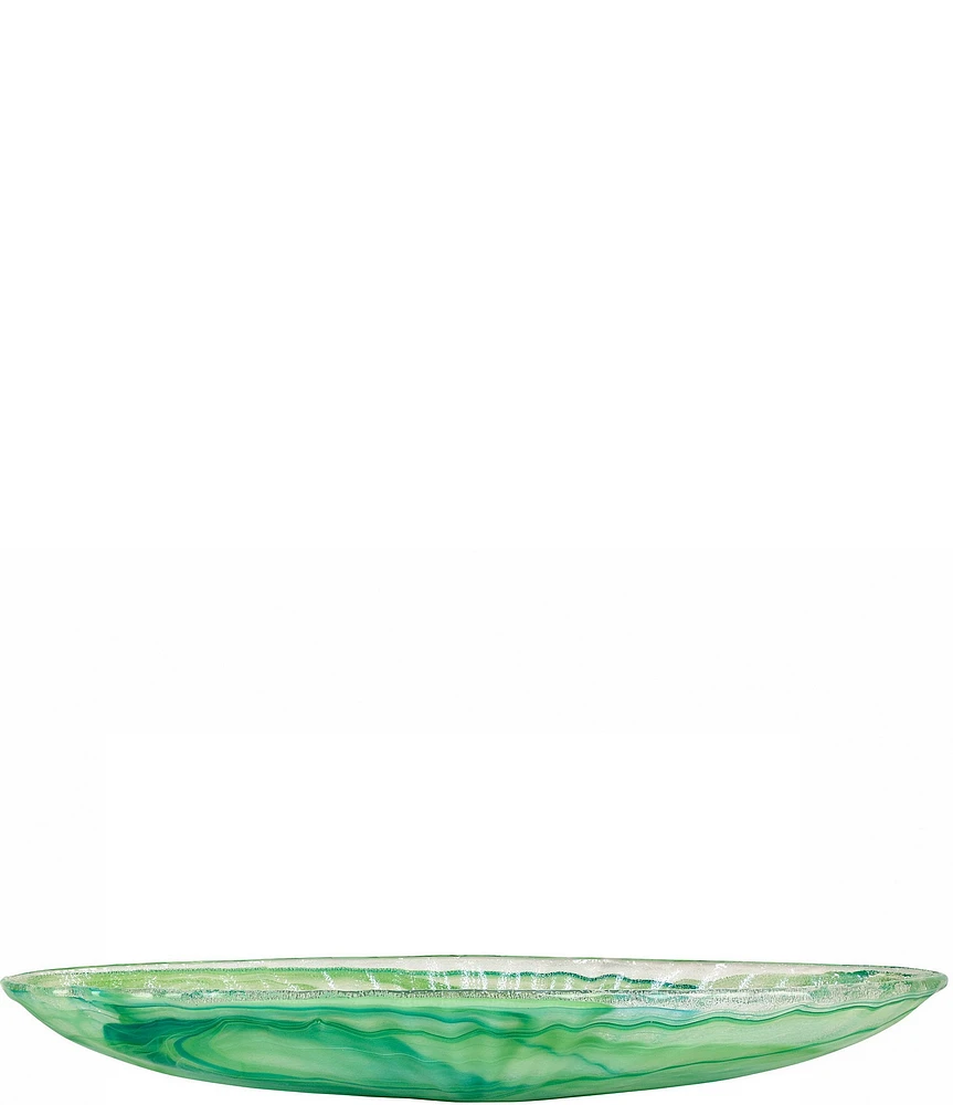 VIETRI Onda Glass Green Long Oval Bowl