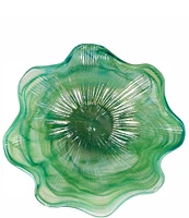 VIETRI Onda Glass Green Ruffled Round Bowl