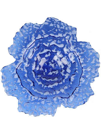 VIETRI Ostrica Glass Blue Centerpiece Bowl