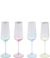 VIETRI Rainbow Assorted Champagne Flutes, Set of 4