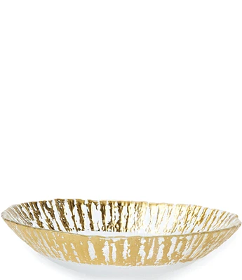 VIETRI Rufolo Glass Gold Medium Oval Serving Bowl