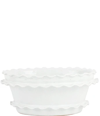 VIETRI Rustic Garden White Ruffle Oval Planter