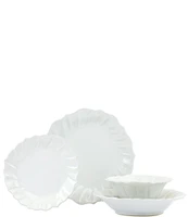 VIETRI Sinc Incanto Stone White Ruffle 4-Piece Place Setting