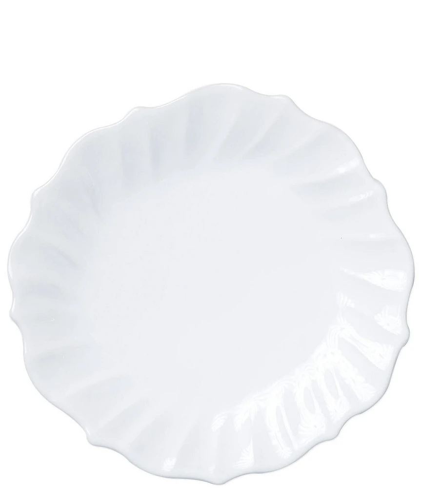 VIETRI Sinc Incanto Stone White Ruffle Dinner Plates