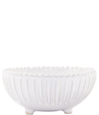 VIETRI Since Incanto Stone White Stripe Footed Serving Bowl