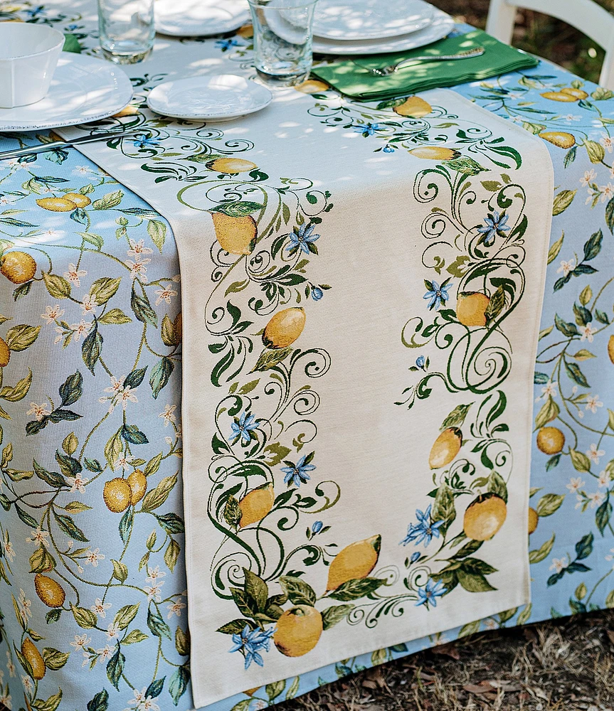 VIETRI Tavola Lemons with Blue Flowers Runner