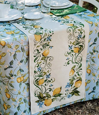 VIETRI Tavola Lemons with Blue Flowers Runner