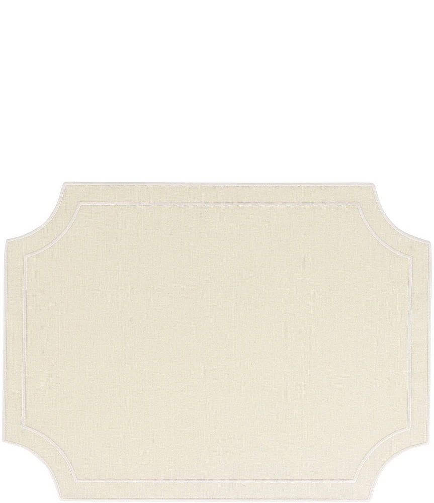 VIETRI Tessuti Ivory Rectangular Placemats with White Stitching, Set of 4