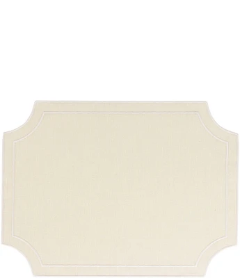 VIETRI Tessuti Ivory Rectangular Placemats with White Stitching, Set of 4