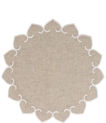 VIETRI Tessuti Natural Round Placemats with White Stitching, Set of 4