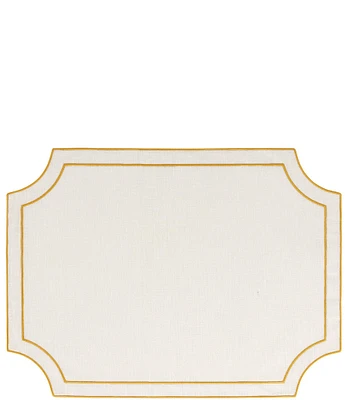 VIETRI Tessuti White Rectangular Placemats with Gold Stitching, Set of 4