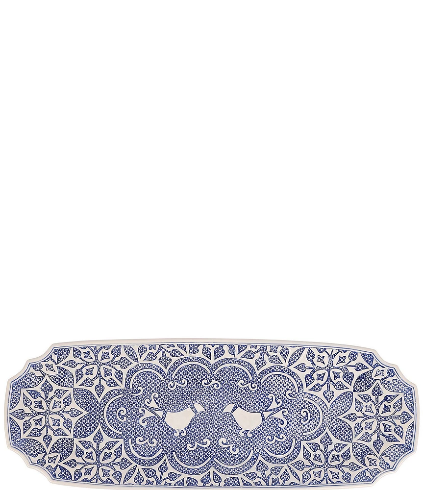 VIETRI Uccello Blue Long Oval Platter