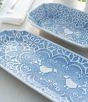 VIETRI Uccello Blue Long Oval Platter