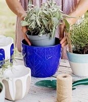 VIETRI Viva Garden Embossed Leaves Cachepot