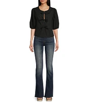 Vigoss Front-Bow-Detailed Short Sleeve Top