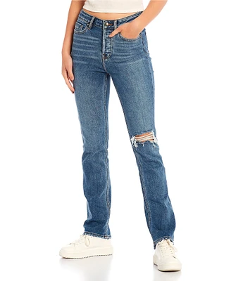 Vigoss Jeans Ace High Rise Destructed Straight Leg Jeans