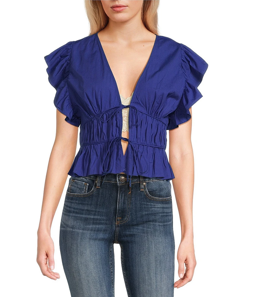 Vigoss Ruff Shoulder Peasant Top
