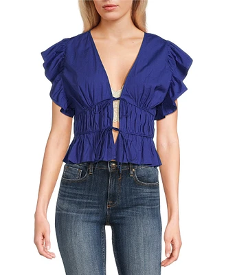Vigoss Ruff Shoulder Peasant Top