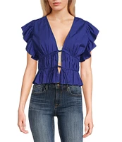 Vigoss Ruff Shoulder Peasant Top