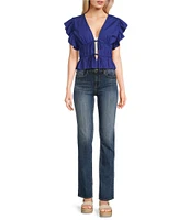 Vigoss Ruff Shoulder Peasant Top