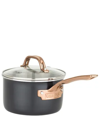 Viking 3-Ply Black and Copper Saucepan with Glass Lid
