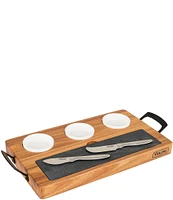 Viking 7-Piece Acacia Wood Slate Cheese Board Charcuterie Set