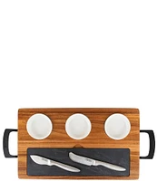 Viking 7-Piece Acacia Wood Slate Cheese Board Charcuterie Set