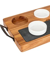 Viking 7-Piece Acacia Wood Slate Cheese Board Charcuterie Set