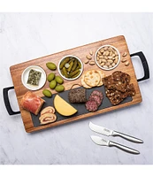 Viking 7-Piece Acacia Wood Slate Cheese Board Charcuterie Set