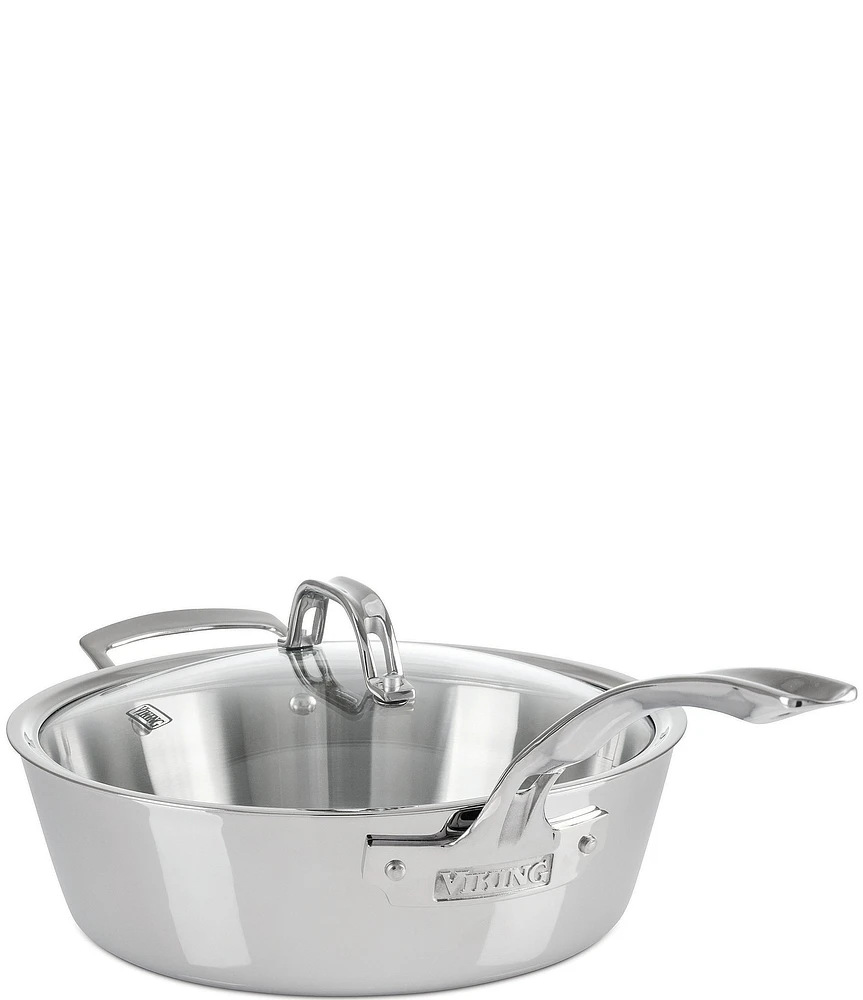 Viking Contemporary 3-Ply Stainless Steel 3.6 Quart Saute Pan with Lid