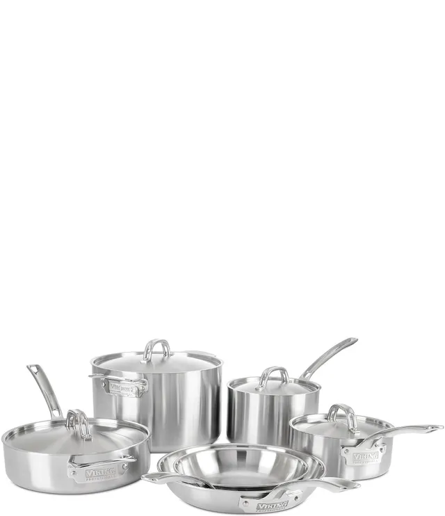 Viking Contemporary 3-Ply Stainless Steel 7-Piece Cookware Set with Glass  Lids