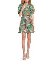 Vince Camuto- V Neck Short Sleeve A Line Dress