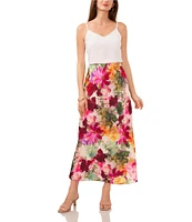 Vince Camuto A-Line Midi Floral Lined Skirt