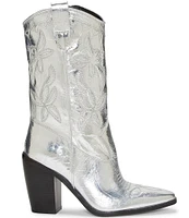 Vince Camuto Alisah Western Crinkle Mirror Metallic Leather Cowgirl Boots