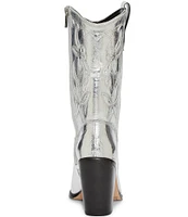 Vince Camuto Alisah Western Crinkle Mirror Metallic Leather Cowgirl Boots