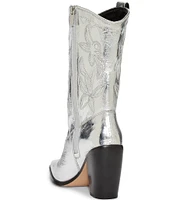 Vince Camuto Alisah Western Crinkle Mirror Metallic Leather Cowgirl Boots