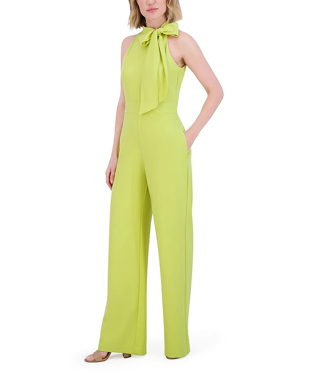 Leg Jumpsuit Dillards Yellow Jumpsuit Vince Camuto Sleeveless Bow