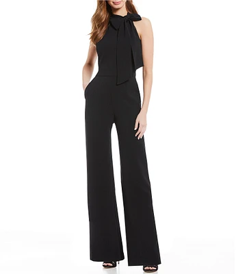 Vince Camuto Sleeveless Bow Tie Mock Neck Jumpsuit