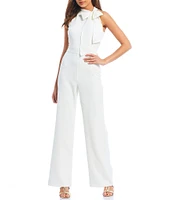 Vince Camuto Sleeveless Bow Tie Mock Neck Jumpsuit