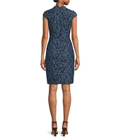 Vince Camuto Cap Sleeve Wrap Lace V-Neck Sheath Dress