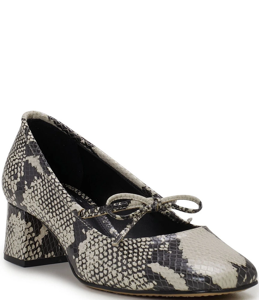 Vince Camuto Charley Snake Embossed Leather Bow Pumps