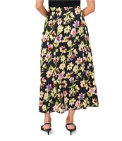 Vince Camuto Charmeuse Floral Midi Slip Skirt