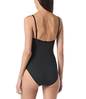 Vince Camuto Color Block V-Neck Cross Front Tank One Piece Swimsuit
