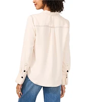 Vince Camuto Contrast Stitching Collared Button Down Top