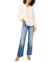 Vince Camuto Contrast Stitching Collared Button Down Top