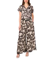 Vince Camuto Coordinating Floral Print Drawstring Wide Leg Pants