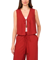 Vince Camuto Coordinating V Neck Sleeveless Tie Front Vest